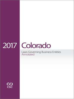 cover image of CSC&reg; Colorado Laws Governing Business Entities
